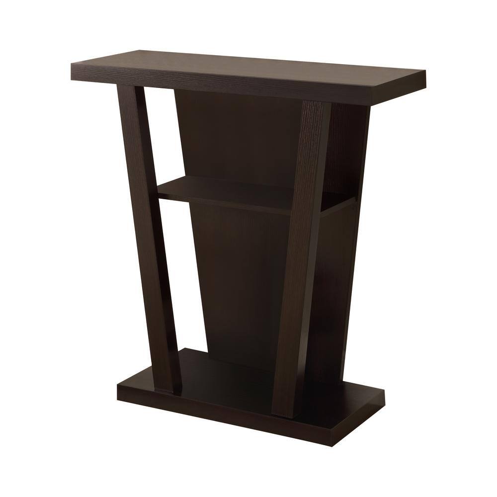 Coaster 32 in. Cappuccino Standard Rectangle Wood Console Table with Storage