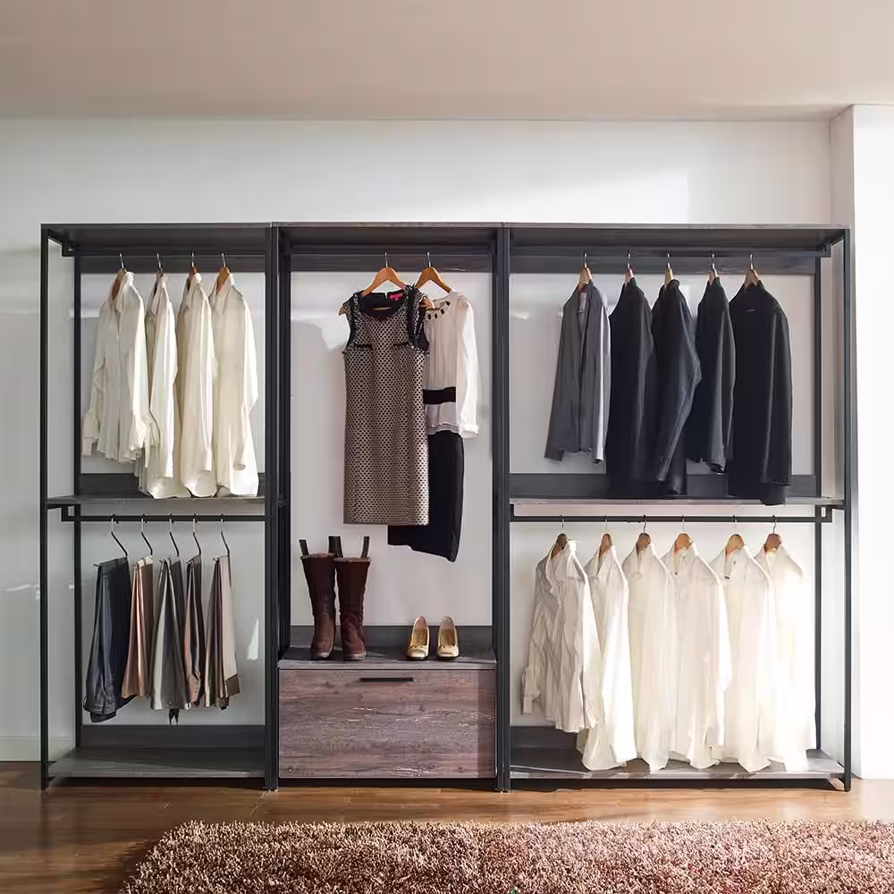 None Monica 32 in. W Rustic Gray Wood Closet System Walk-in Closet With 1-Shelf