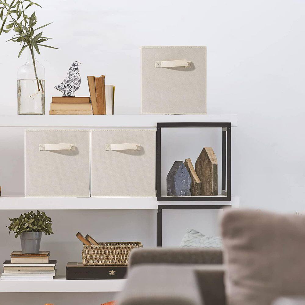 Sorbus 11 in. H x 10.5 in. W x 11 in. D Beige Foldable Cube Storage Bin (6-Pack)