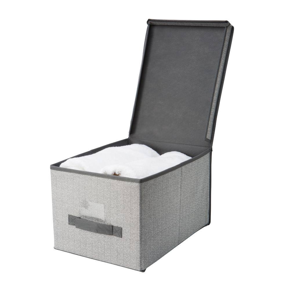 SIMPLIFY 9.84 in. H x 15.75 in. W x 11.81 in. D Gray Fabric Cube Storage Bin