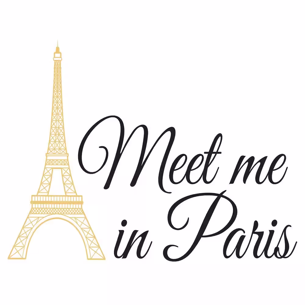 WallPops Gold Meet Me In Paris Wall Quote Decal