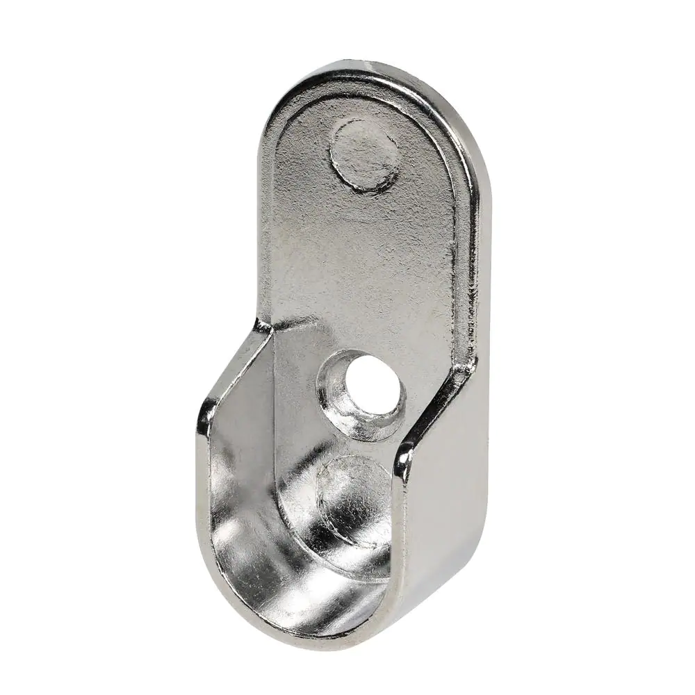 Rok 30 mm x 15 mm Chrome Metal Oval Closet Pole Socket Rod End Support with 5 mm Pins (2-Pack)