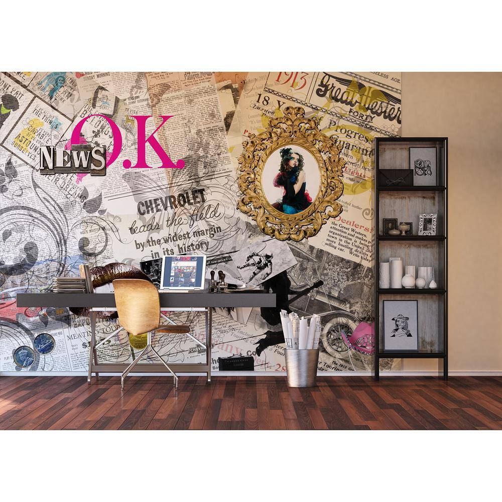 Dundee Deco Retro Newspaper Mix Women Non-Woven Wall Mural