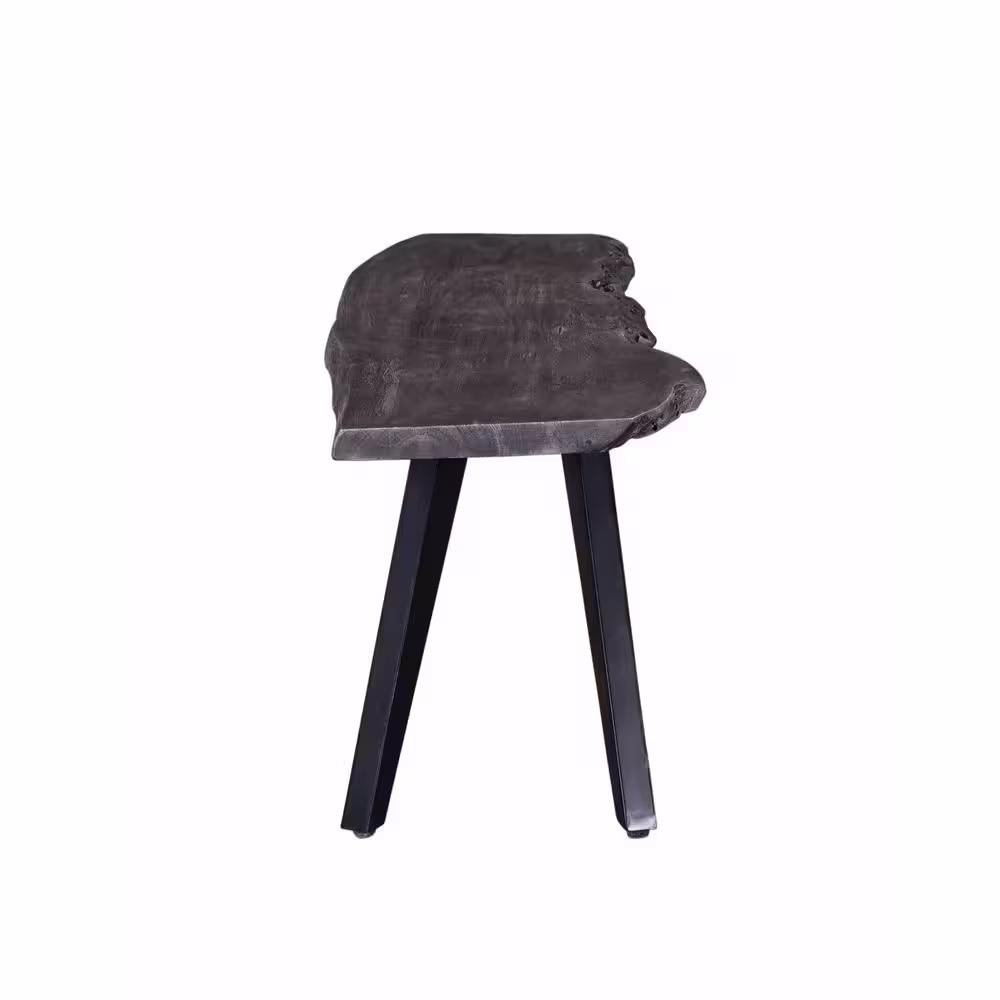 None Wexford Grey/Black Acacia Solid Wood Backless Dining Bench 60 in. W x 18 in. H