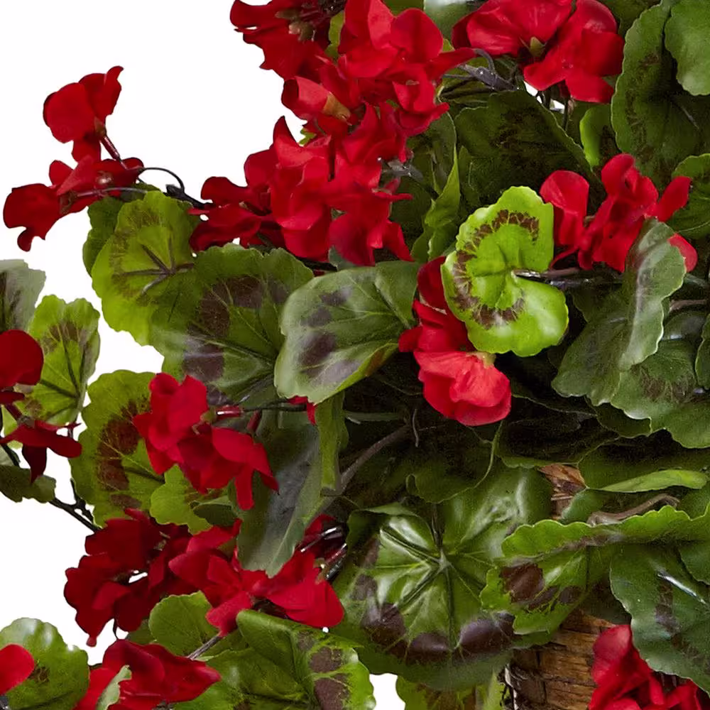 Nearly Natural Artificial Geranium Hanging Basket