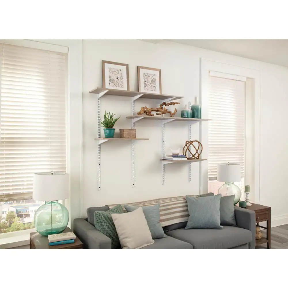 Rubbermaid Chestnut Oak Laminated Wood Wall Mounted Shelf 12 in. D x 72 in. L