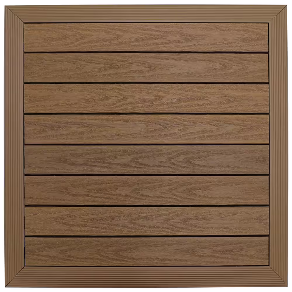 NewTechWood Luxury Home Products Peruvian Teak 28 in x 28 in Composite Wood Shower Bathroom Mat