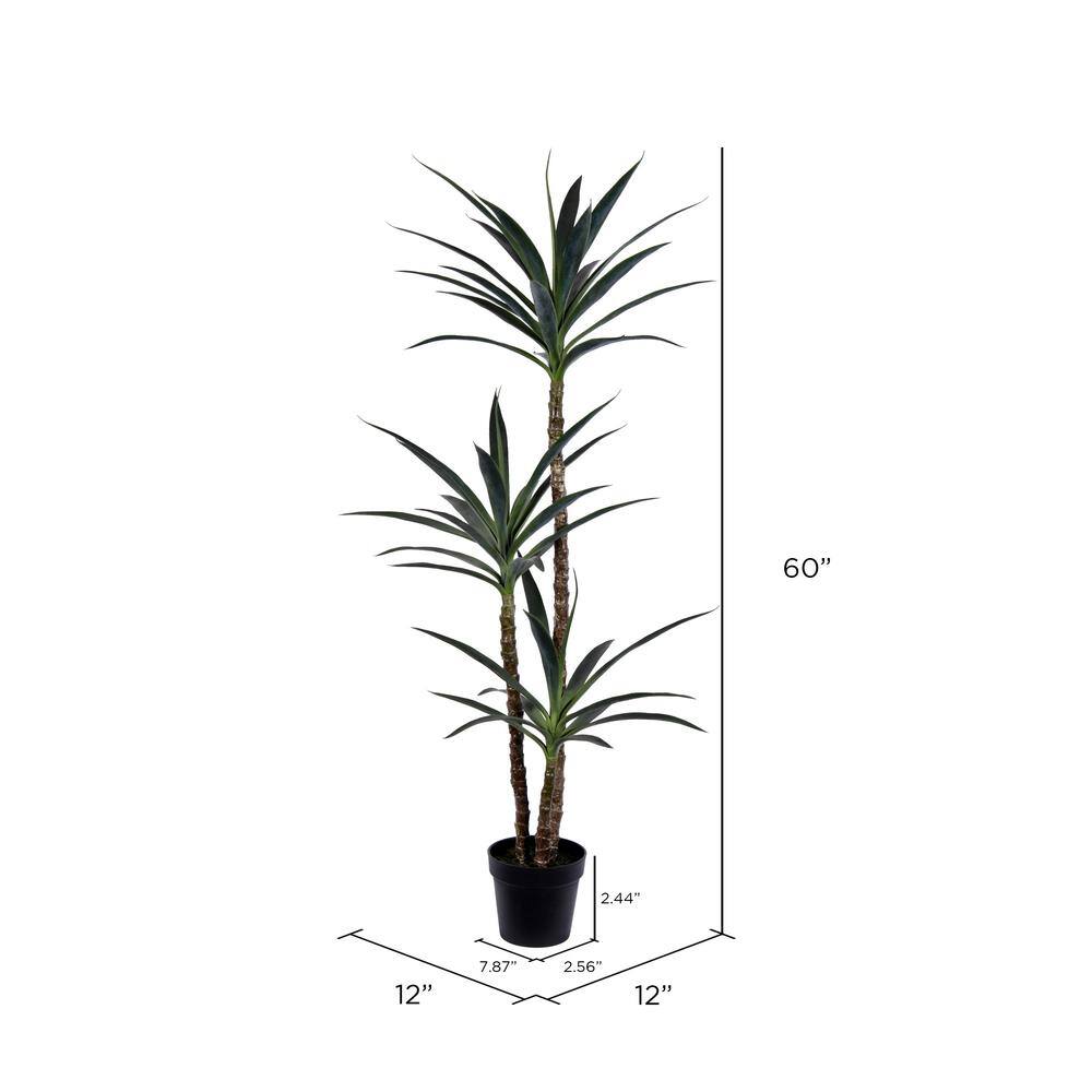 None 60 in. Green Artificial Yucca Tree in Planters Pot