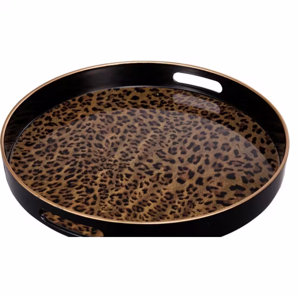 A & B Home Quinn Round Brown Trays