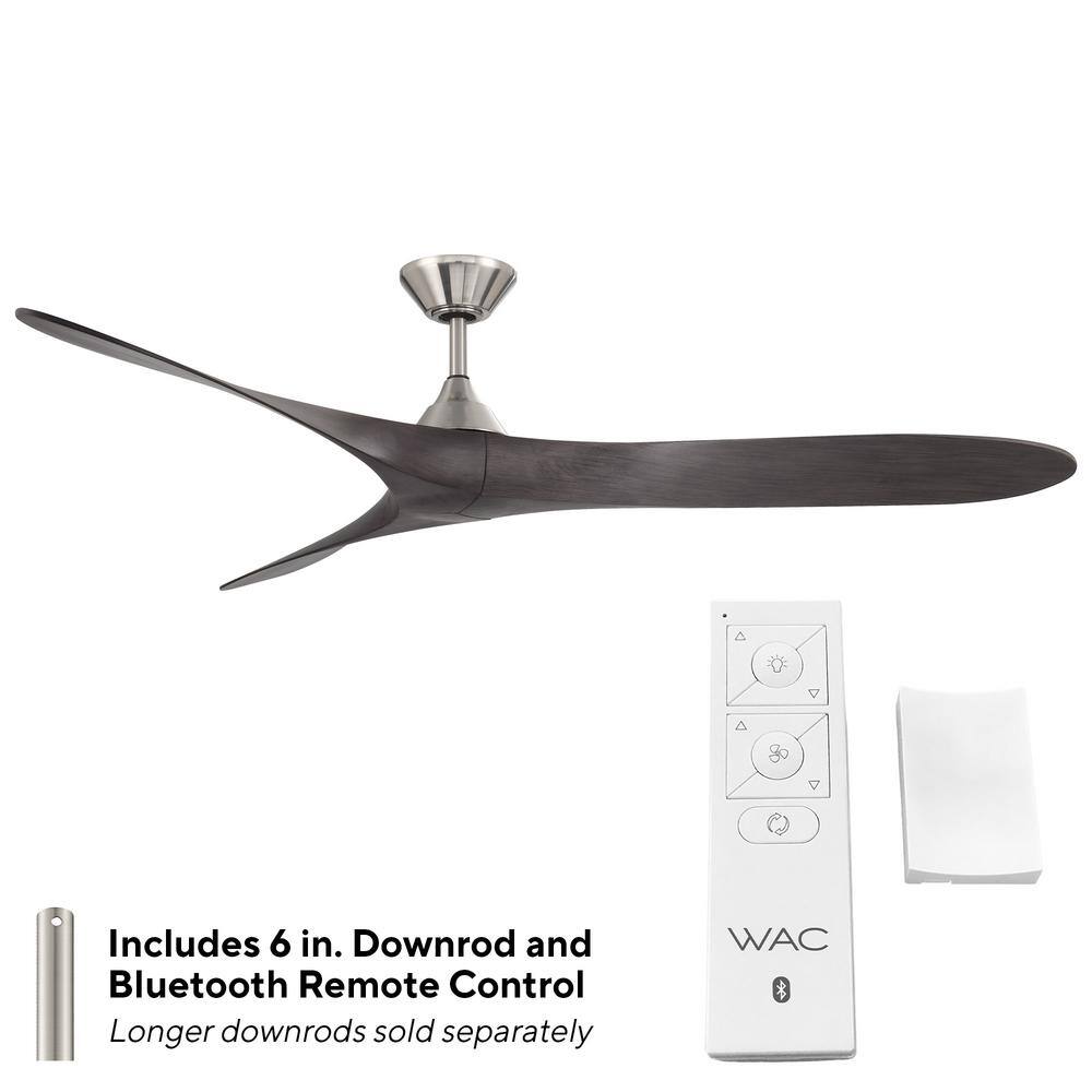WAC Lighting Malibu Indoor/Outdoor 3-Blade Smart Ceiling Fan 70 in. Brushed Nickel/Ebony with Remote Control