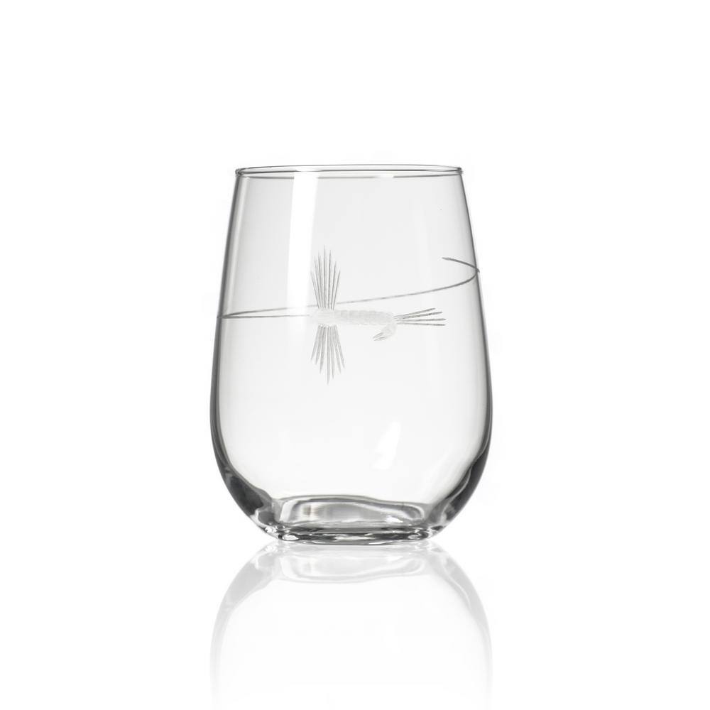 Rolf Glass Fly Fishing 17 fl.oz Stemless Wine Glasses Set (Set of 2)