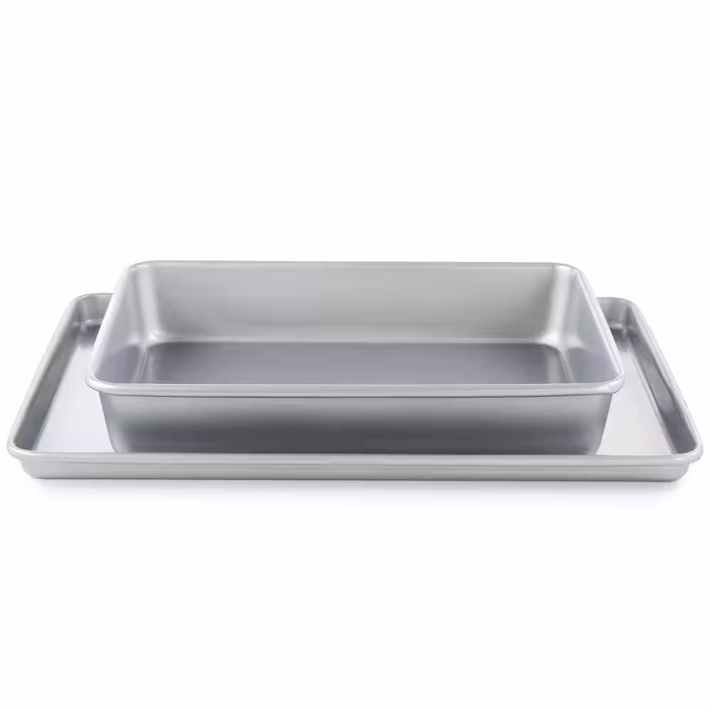 None Bakeaway 2-Piece Carbon Steel Bake Pan Set in Silver