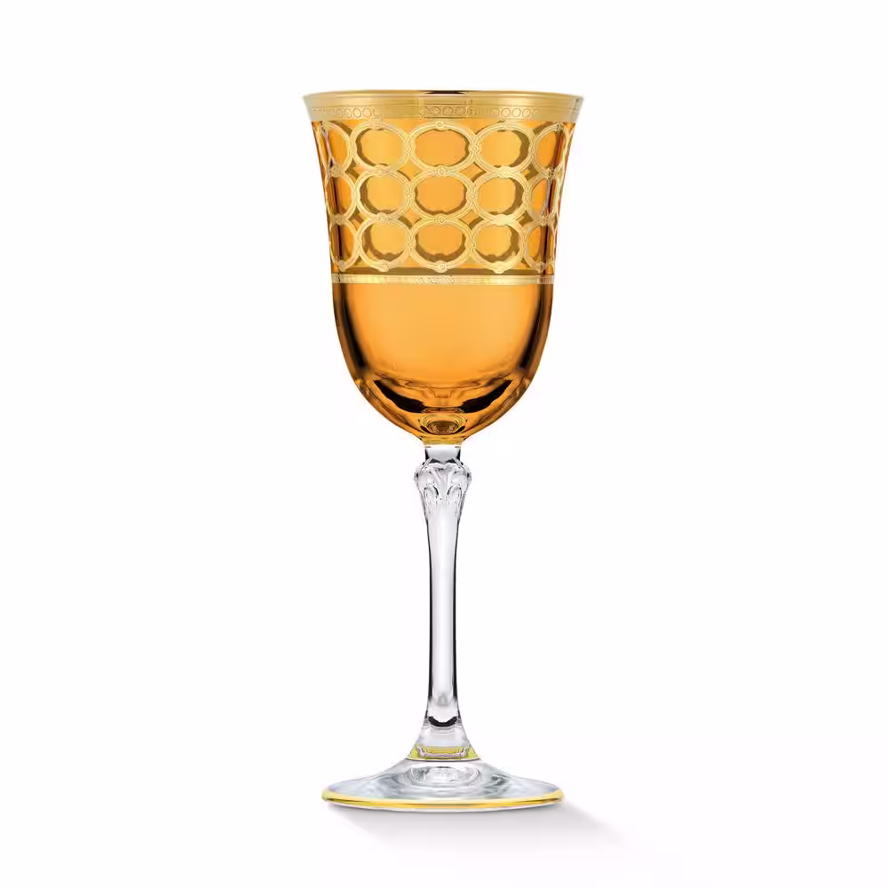 Lorren Home Trends 9 oz. Amber Red Wine Goblet Set (Set of 4)