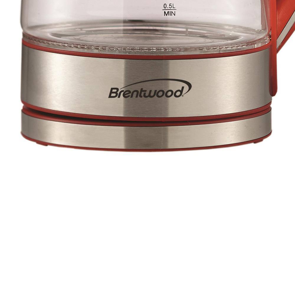 Brentwood Appliances 7-Cup Red Cordless Tempered-Glass Electric Kettle