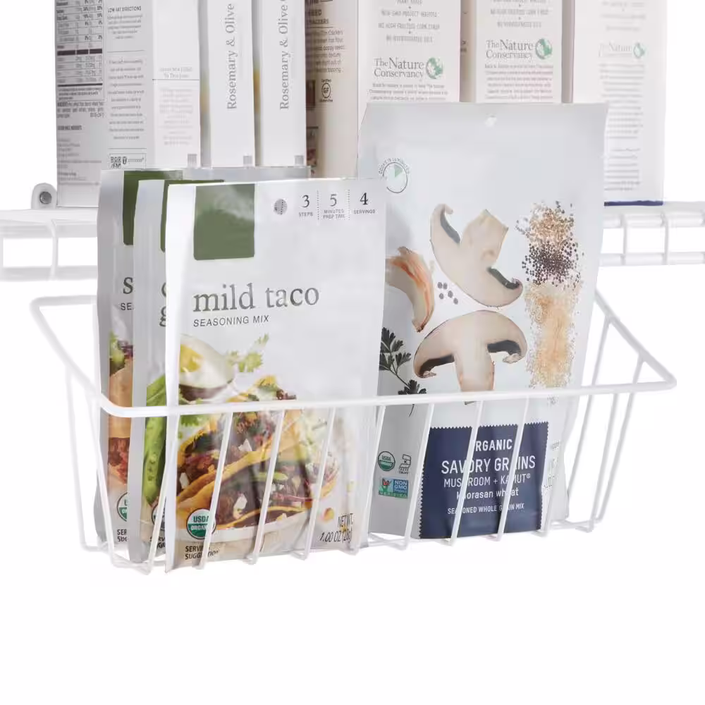 Everbilt 5.39 in. H x 120 in. W White Steel 1-Drawer Wide Mesh Wire Basket