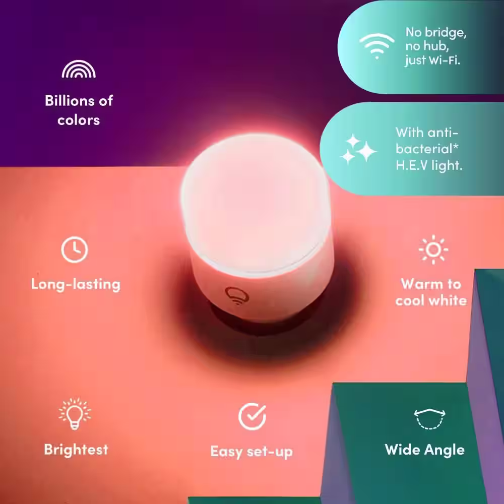 LIFX 75-Watt Equivalent A19 Clean RGB Multi-Color Smart Wi-Fi LED Light Bulb, Works with Alexa/Hey Google/HomeKit/Siri 1-Pack