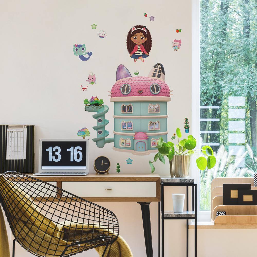 RoomMates Pink and Purple and Blue Gabby's Dollhouse Peel and Stick Giant Wall Decal