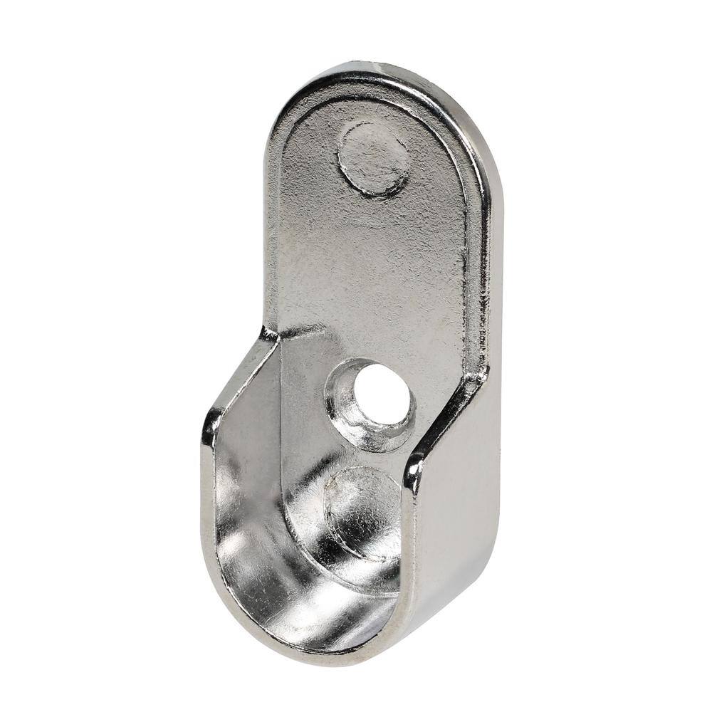 Rok 30 mm x 15 mm Chrome Metal Oval Closet Pole Socket Rod End Support with 5 mm Pins (20-Pack)