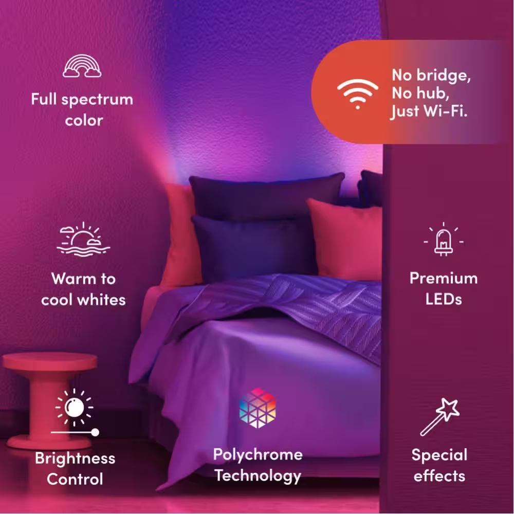 LIFX 60W Equivalent Smart 2-A19 LED Light Bulbs & One 40 in. Strip Light Kit,Works w/Alexa/Google/HomeKit Multi-Color (1-Kit)