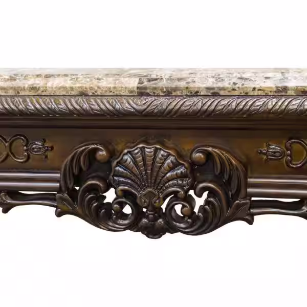 None Andrew 54 in. L Cherry Rectangle Marble Console Table