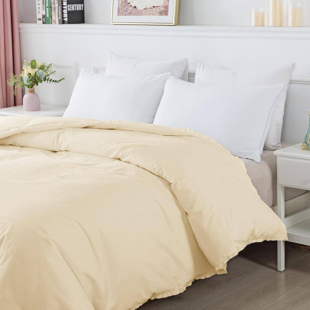 St. James Home Ruffled Edge All Season Ivory/Cream King Duck Down/Feather Blend Comforter