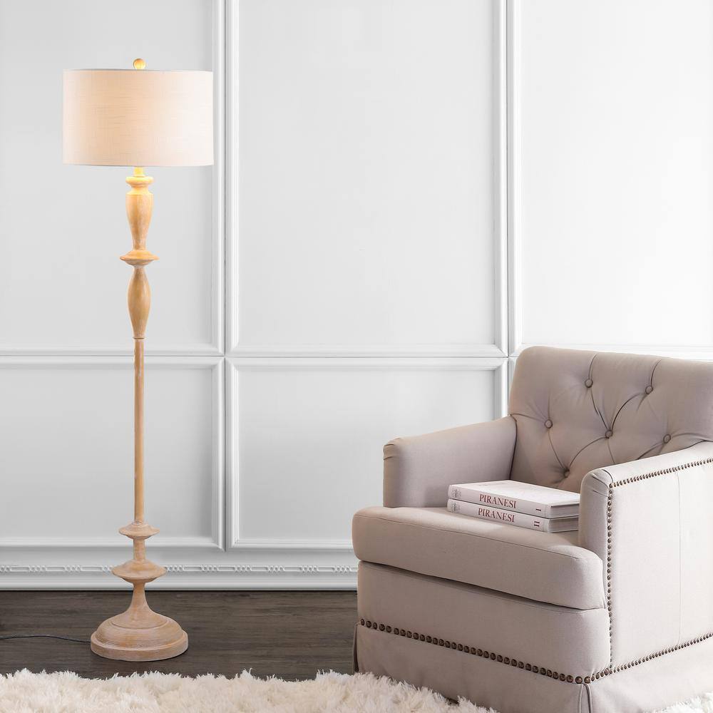 None Aldrin 63.5 in. Resin LED Floor Lamp, Brown Wood