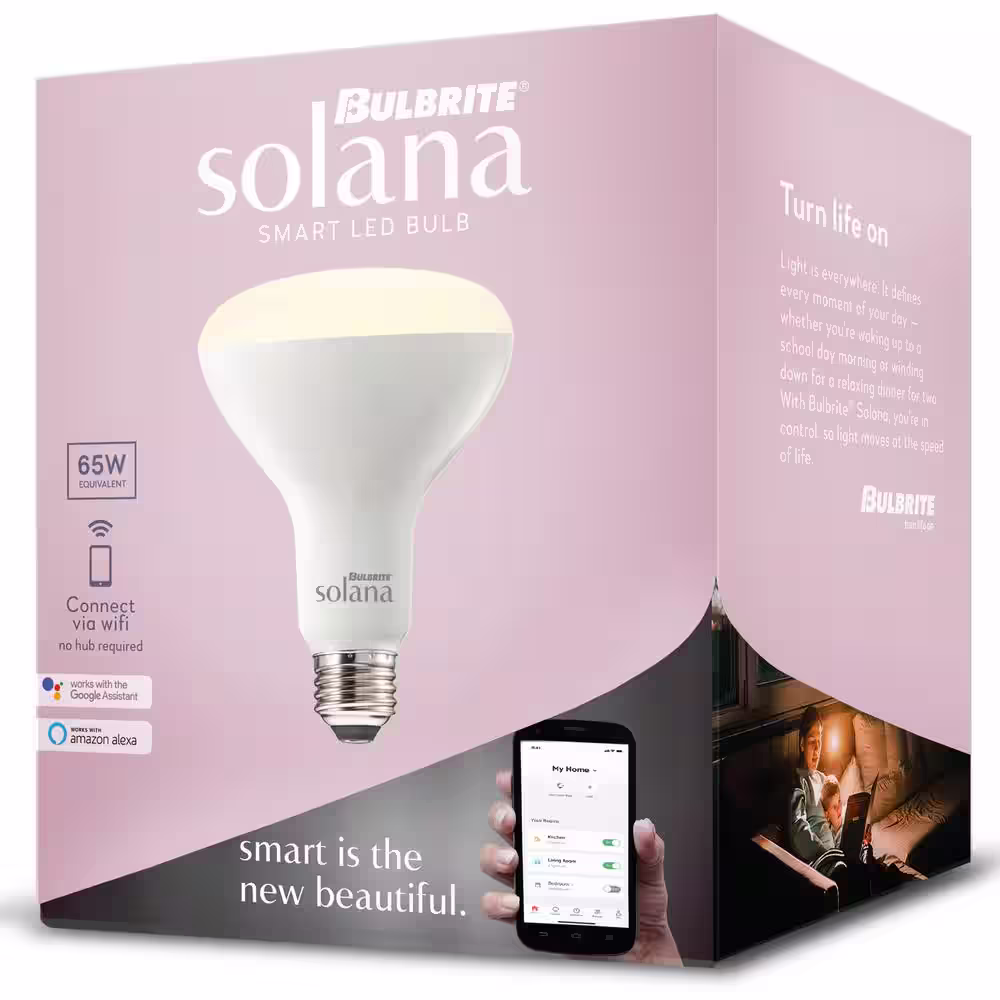 Bulbrite Solana 65-Watt Equivalent BR30 Dimmable Smart Wi-Fi Connected LED Light Bulb White (1-Bulb)