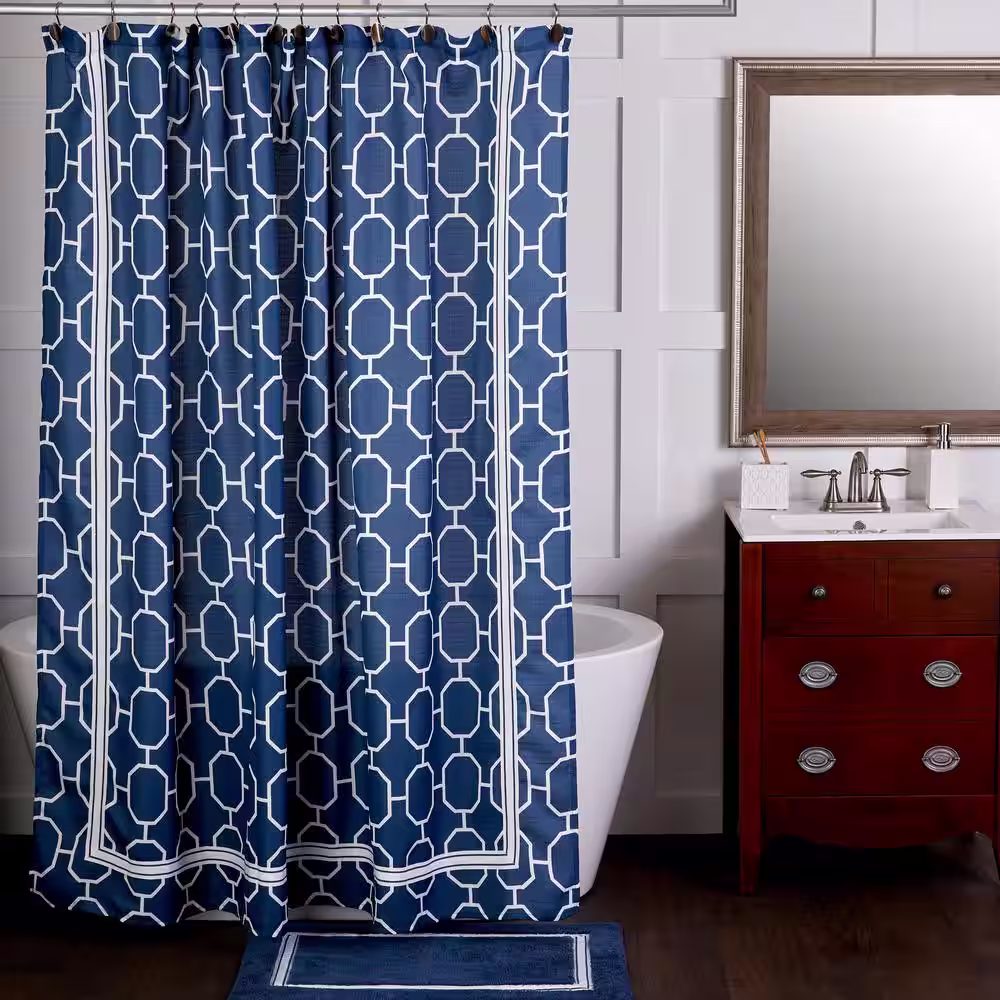 None Lithgow Navy 30 in. W x 20 in. L 100% Cotton Bath Mat Rug