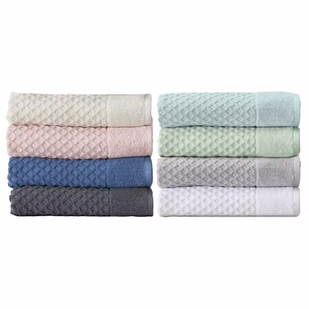 FRESHFOLDS Gray Solid 100% Cotton Textured Premium Bath Towel (Set of 4)