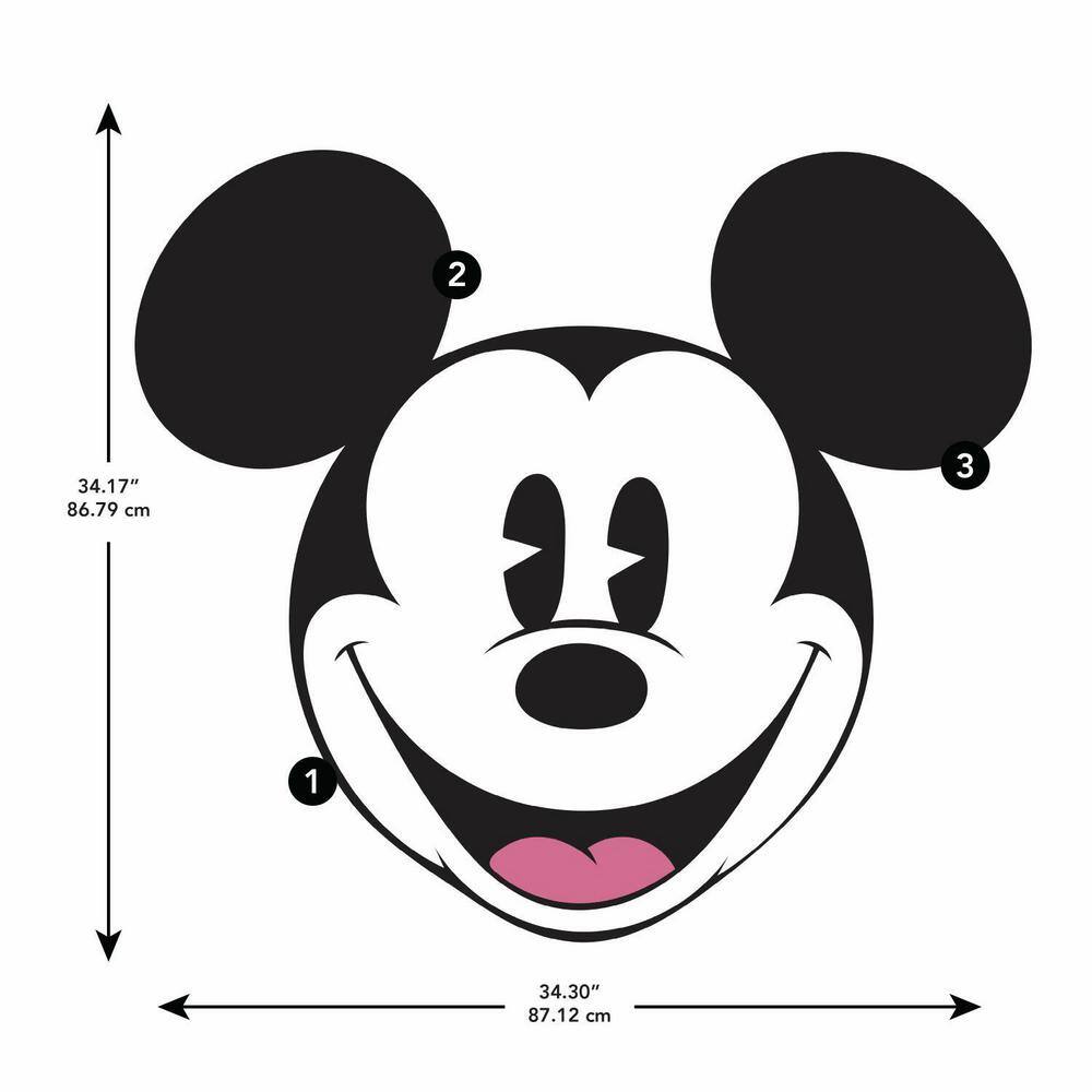 RoomMates Black and White Classic Mickey Head XL Peel and Stick Wall Decal