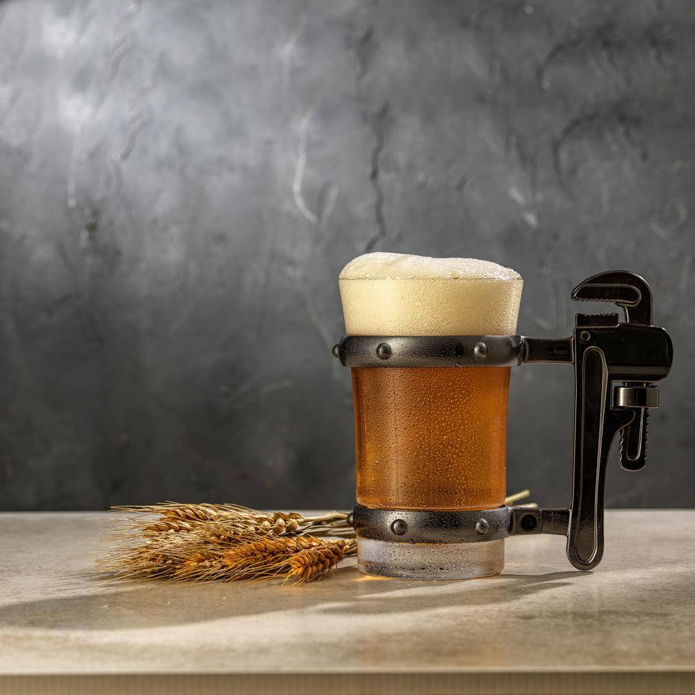JoyJolt Tools Collection 17 oz. Pipe Wrench Handle Single Beer Mug