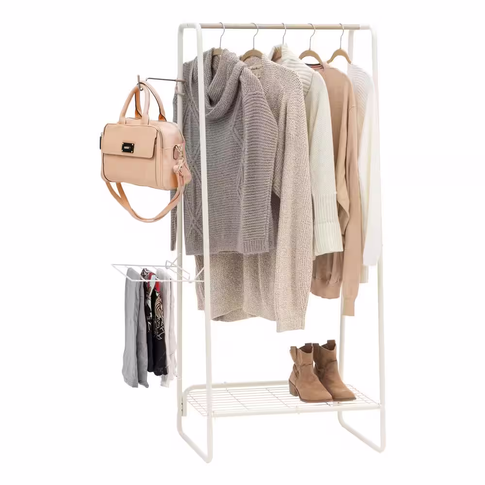 IRIS White Metal Clothes Rack 35.24 in. W x 596 in. H