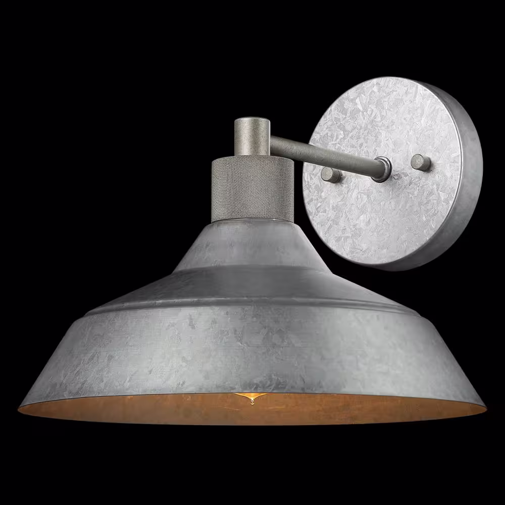 Globe Electric Sutton Galvanized Metal Farmhouse Outdoor 1-Light Wall Sconce with Textured Socket Detail