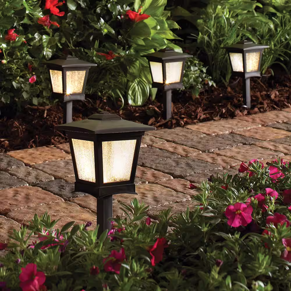 Hampton Bay Miramar 5-Watt Equivalent Low Voltage Black Integrated LED Outdoor Landscape Path Light Kit (6-Pack)