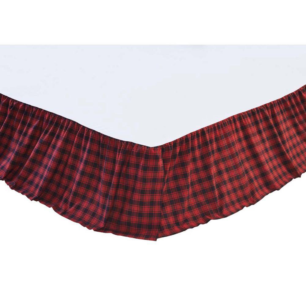 VHC BRANDS Cumberland 16 in. Rustic Red Black Plaid Queen Bed Skirt