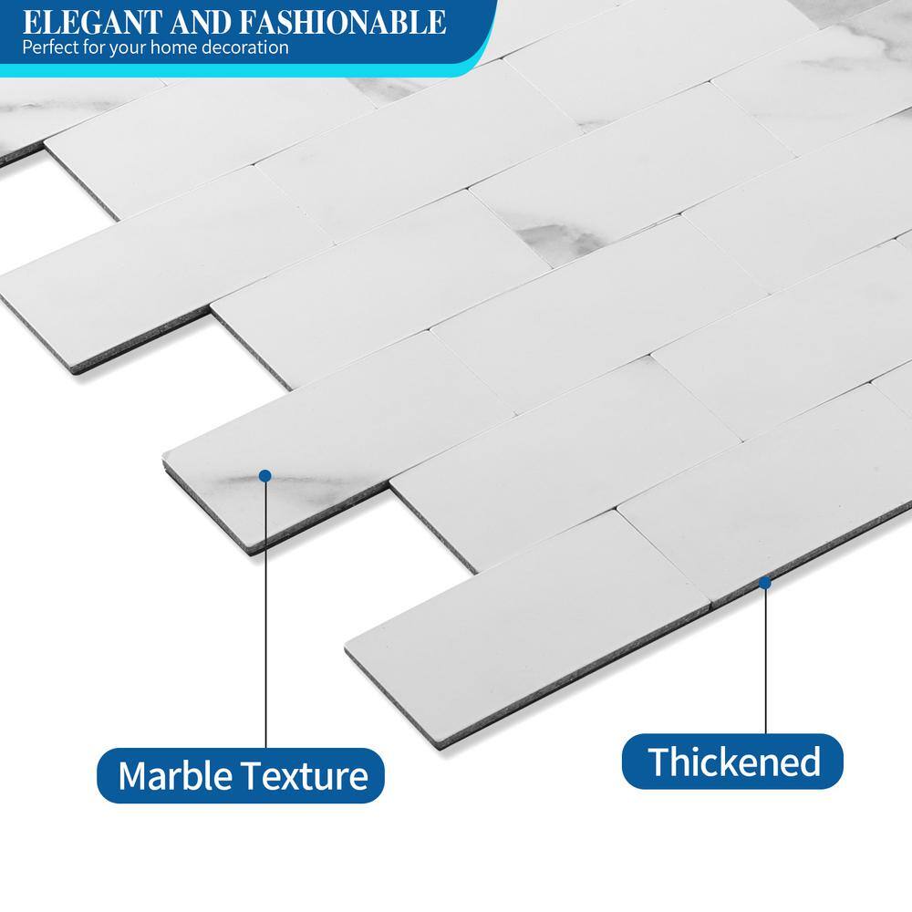 Yipscazo Subway âWhite 11.8 in. x 11.8 in. Metal Peel and Stick Tile (4.84 sq. ft./5-Sheets)