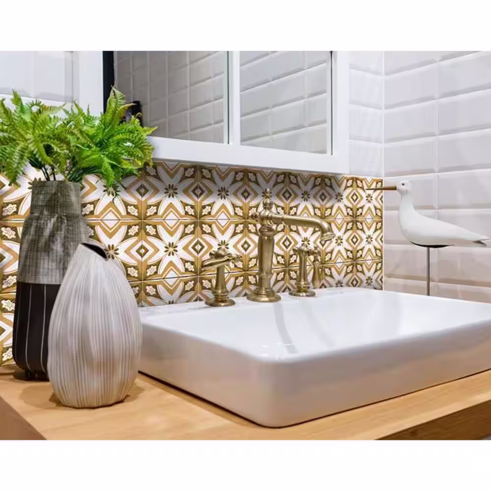 HomeRoots Amelia Beige 8 in. x 8 in. Vinyl Peel and Stick Tile (10.67 sq. ft./Pack)