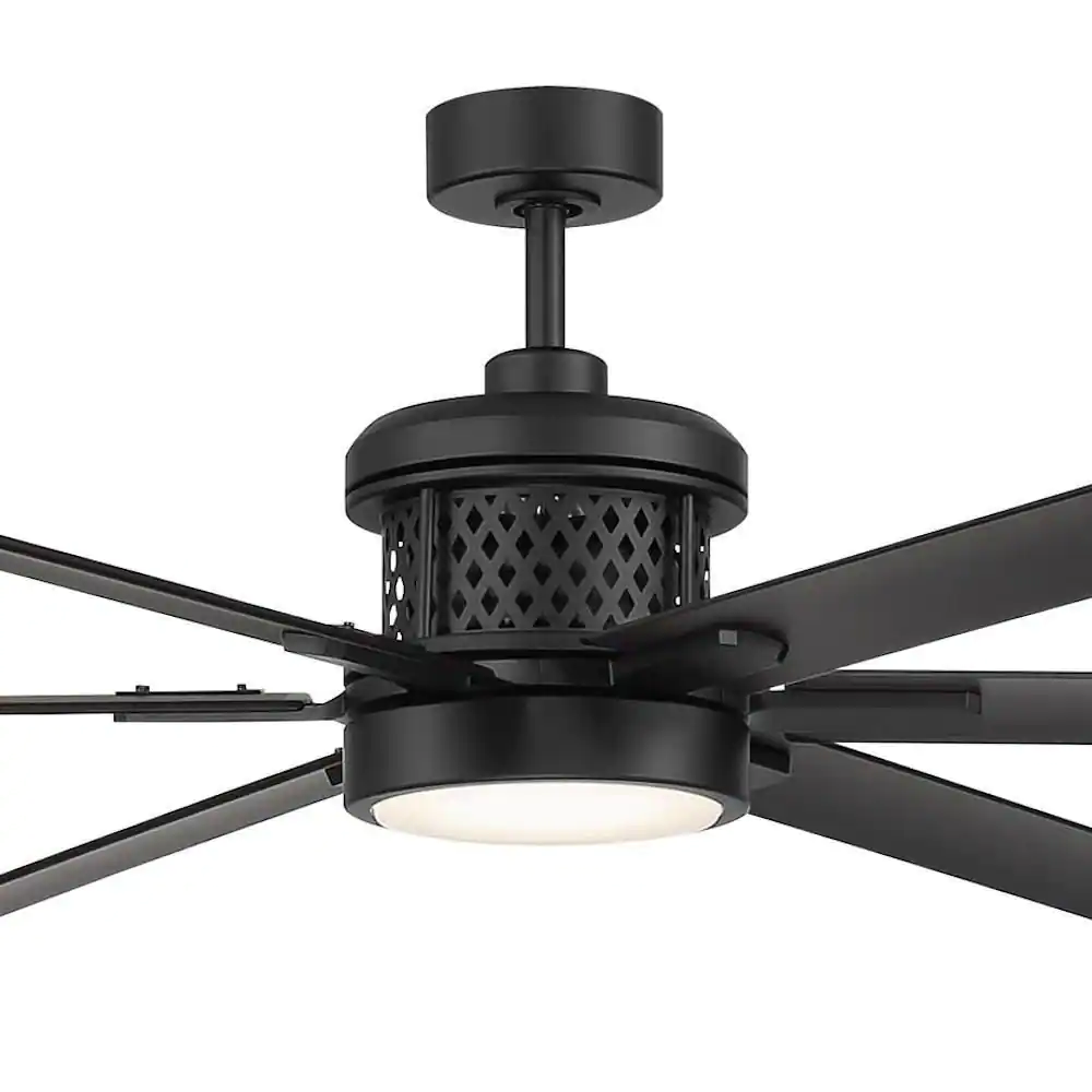 Home Decorators Collection Royalty II 120 in. Integrated LED Indoor/Outdoor Matte Black Ceiling Fan with Light and Remote