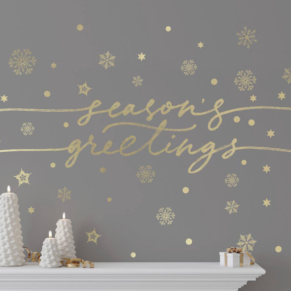 RoomMates Gold Season's Greetings Wall Decals With Metallic Ink
