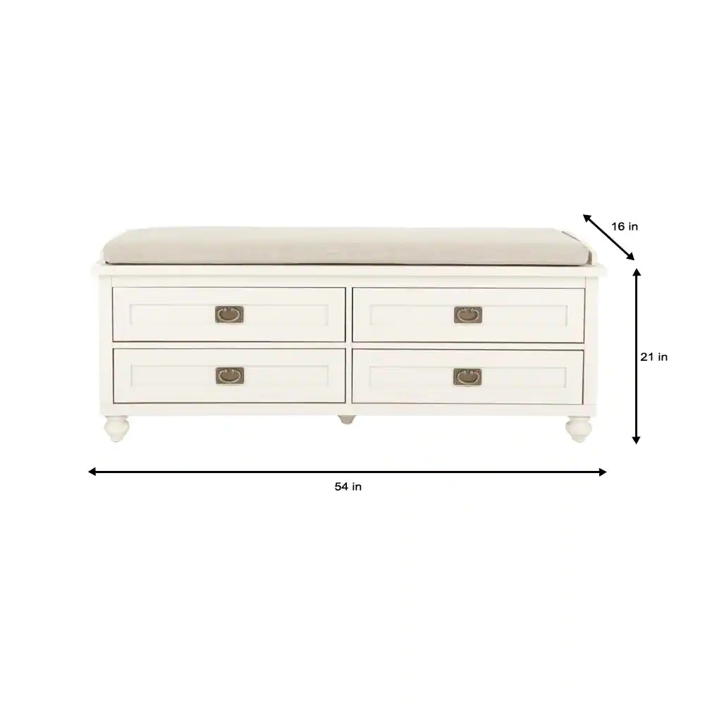 Home Decorators Collection Vernon Polar Off-White 4-Drawer Storage Bench