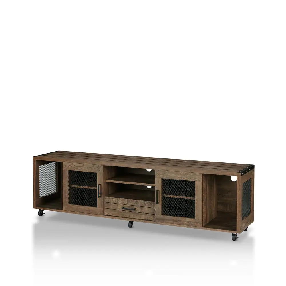 Furniture of America Coopern 71 in. Reclaimed Oak TV Stand Fits TVs Up to 80 in. with Storage