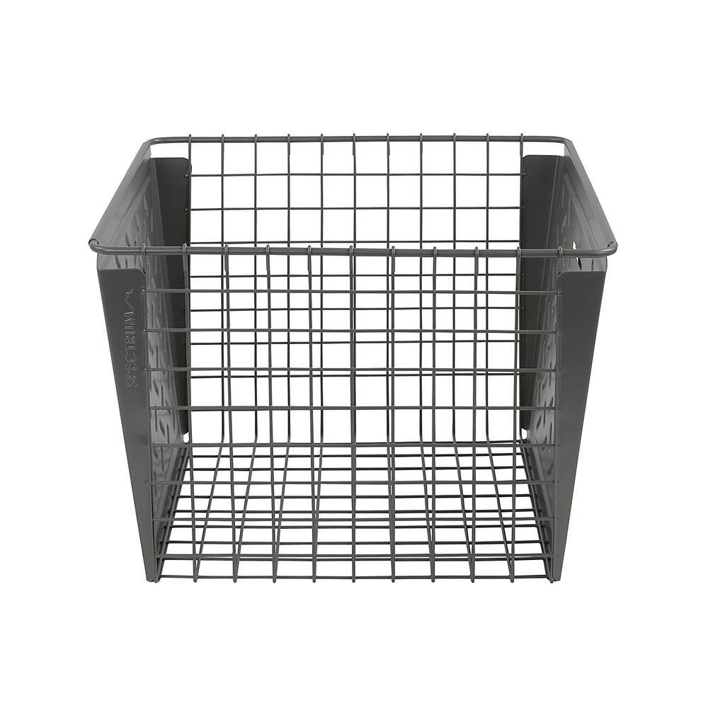 Spectrum 9 in. H x 12 in. W x 12.5 in. D Dark Gray Steel Cube Storage Bin