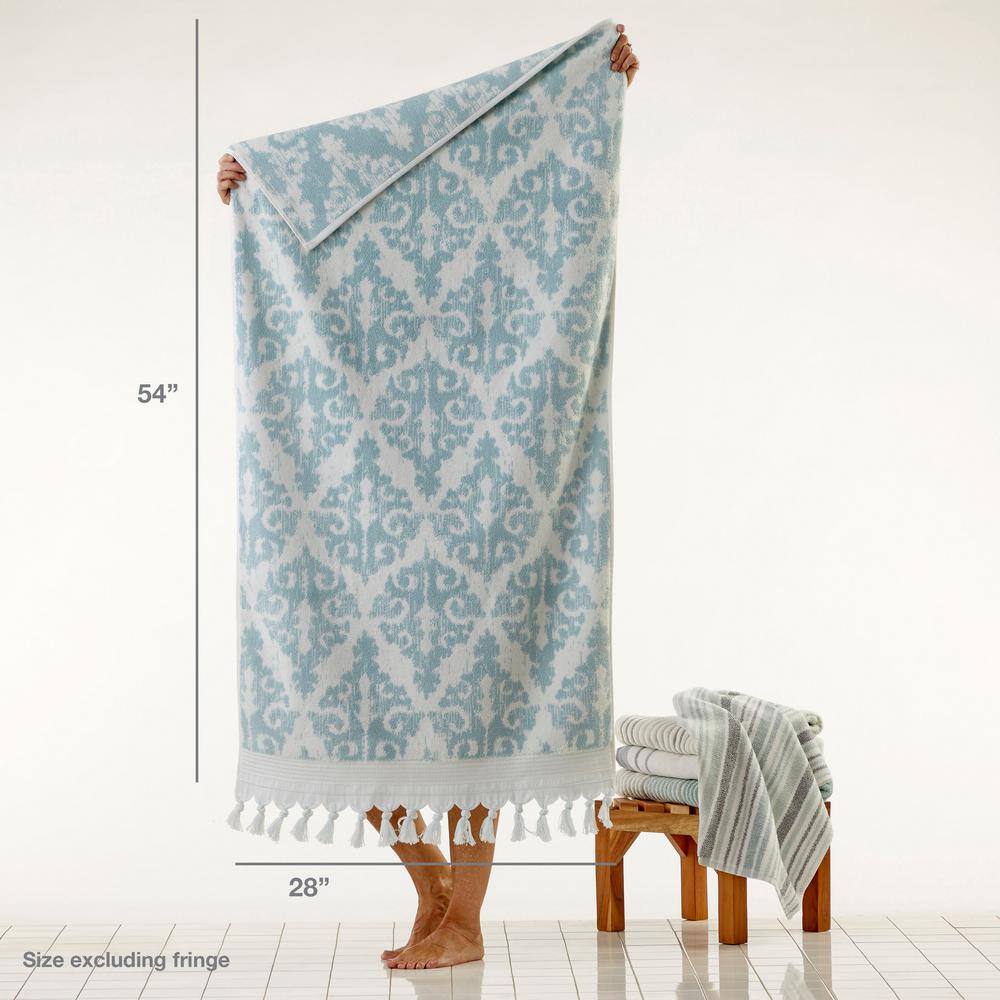 SKL Home Mirage Fringe Bath Towel Aqua