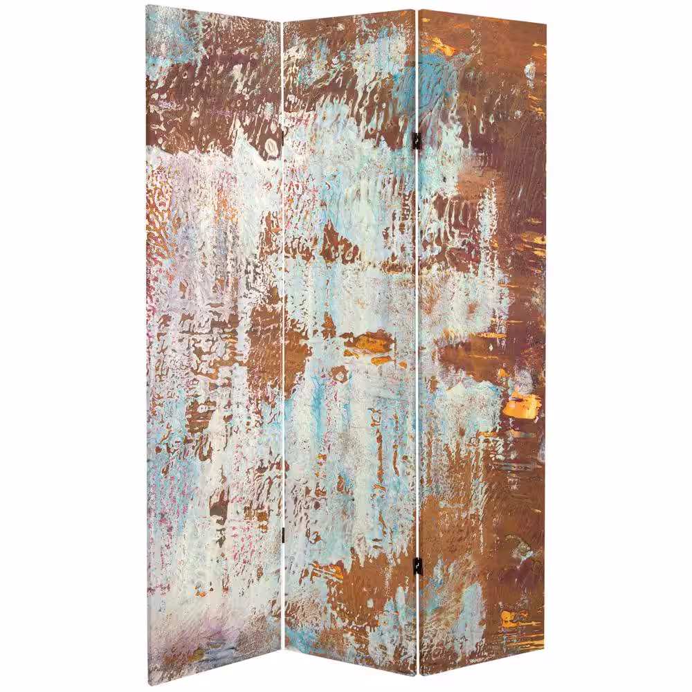 Oriental Furniture 6 ft. Rust Printed 3-Panel Room Divider