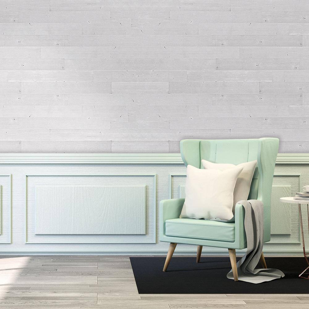 American Pro Decor 3/16 in. x 5-1/8 in. x 46-1/2 in. Driftwood Light Grey Rustic Pine Wood Plank Self-Adhesive (10-Pack)