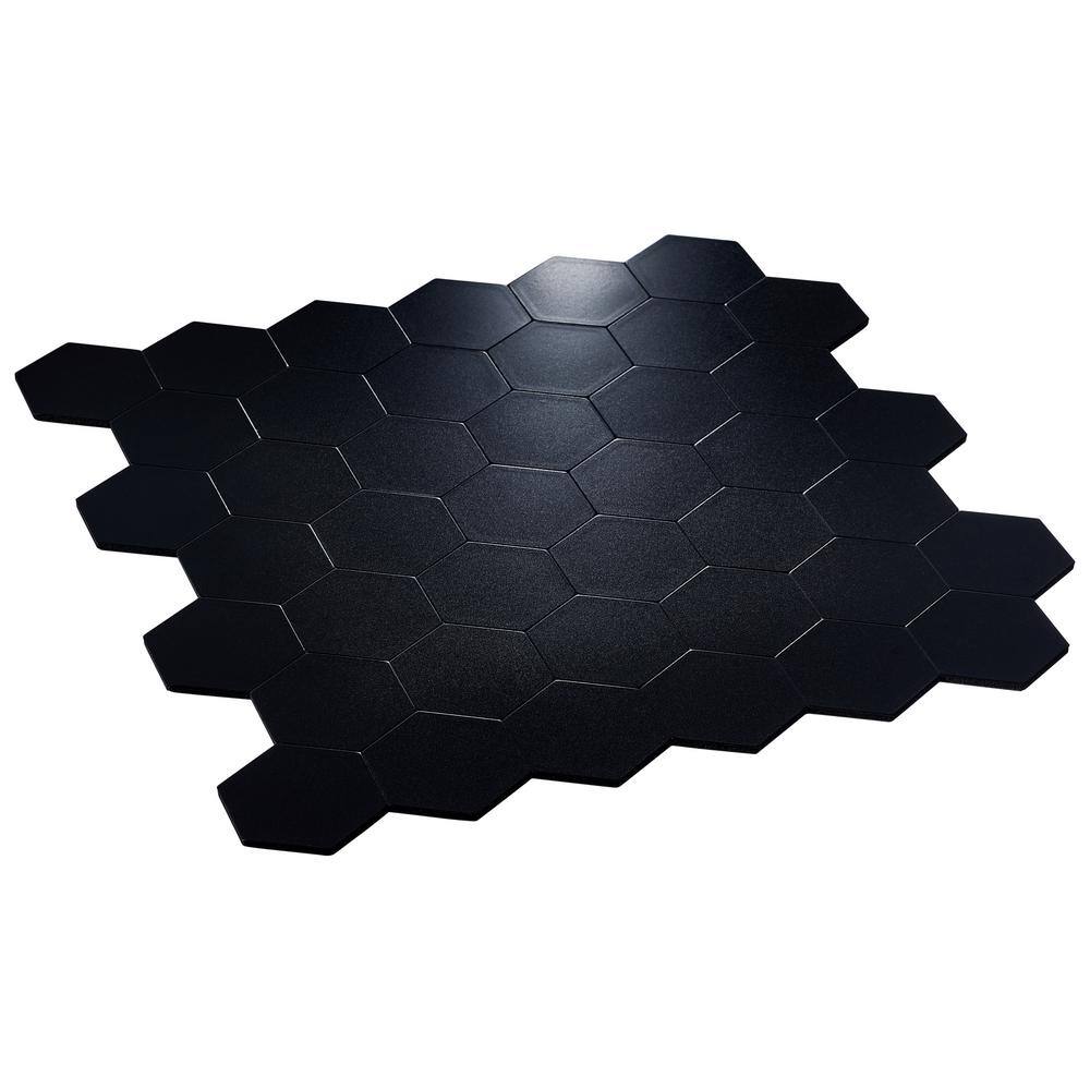 None Andes Black 11.33 in. x 11.41 in. 4mm Stone Peel and Stick Backsplash Tiles (8pcs/7.2 sq.ft Per Case)