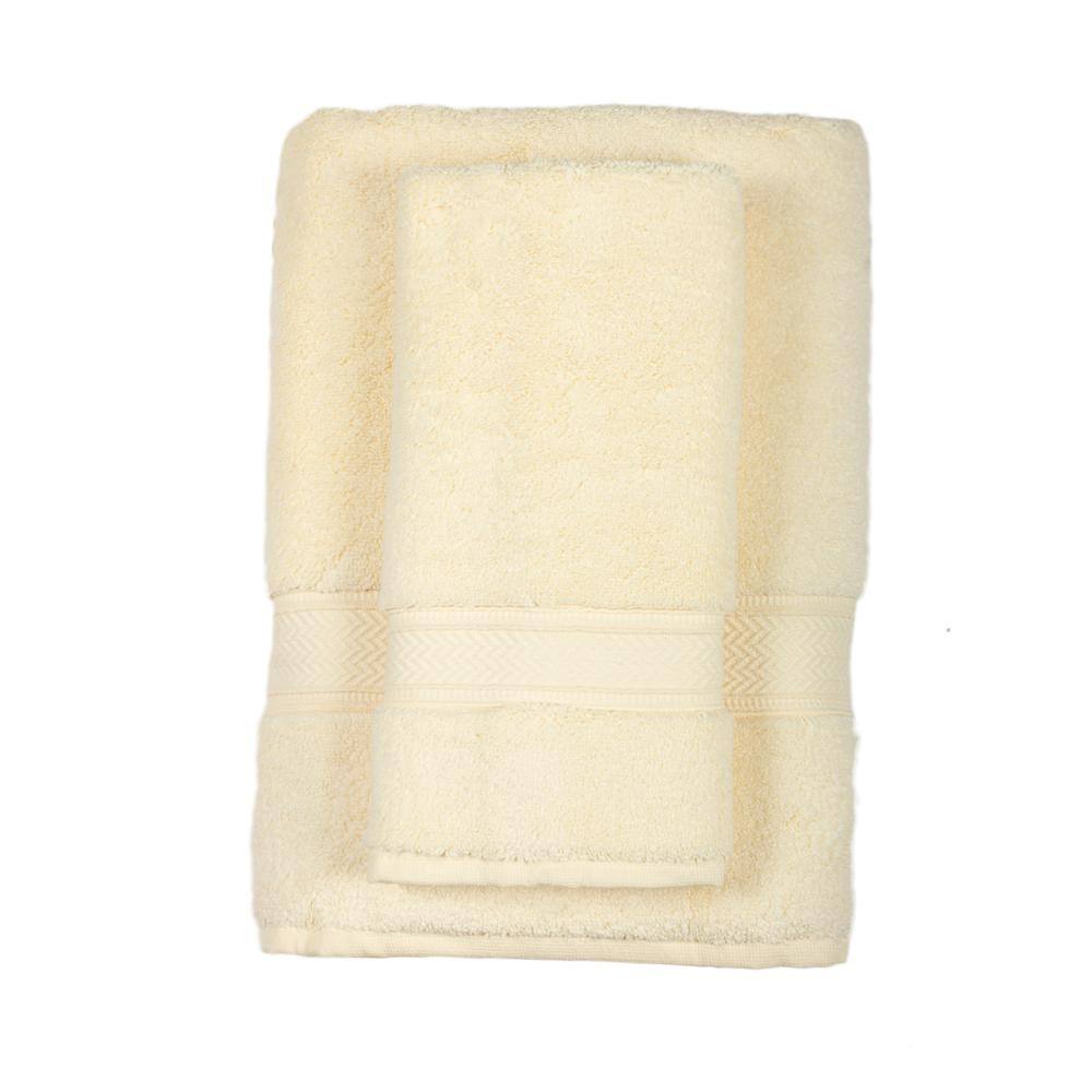None Zero Twist 3-Piece Light Yellow 100% Cotton Bath Towel Set