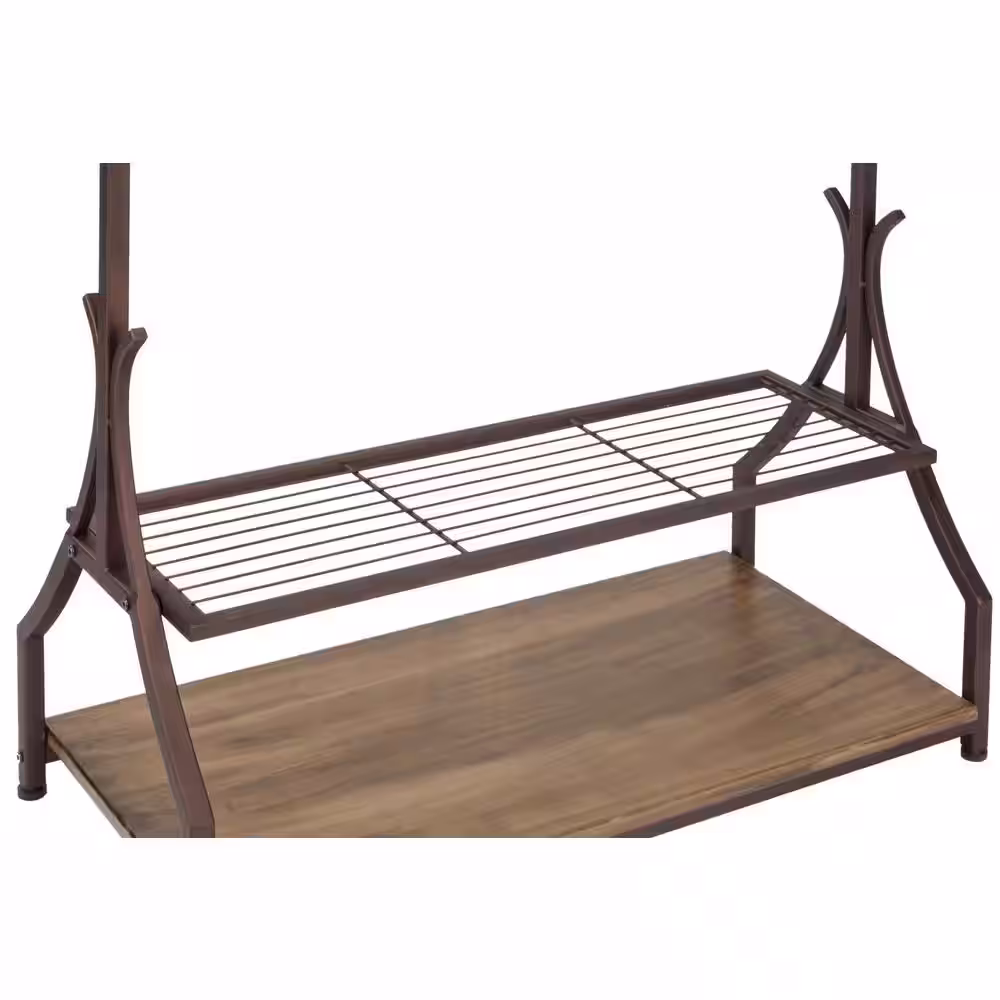 None Bronze Metal Clothes Rack 14.25 in. W x 72 in. H