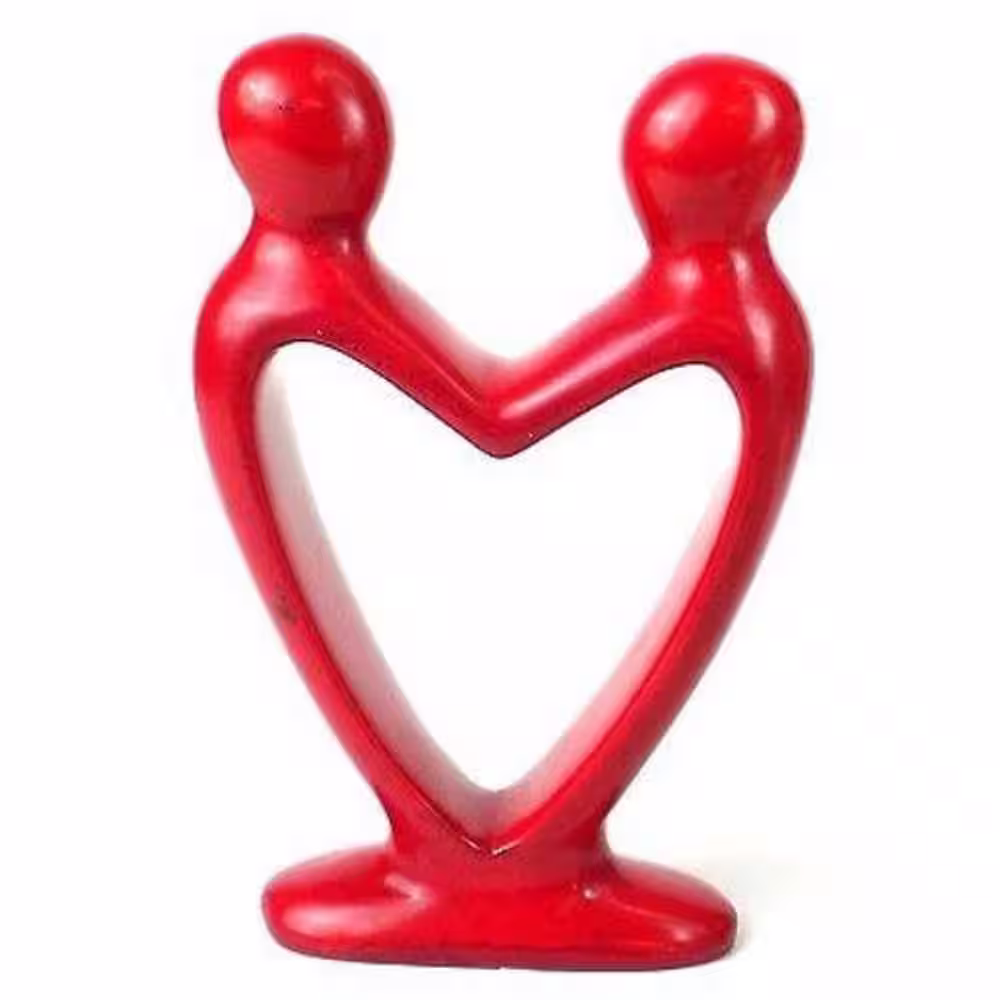 None 8 in. Red Lovers Heart Stone Sculpture