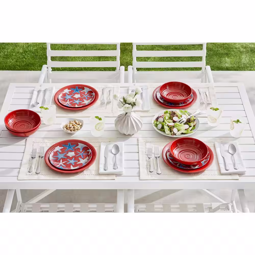 StyleWell Taryn Melamine Accent Plates in Chili Red Starfish (Set of 6)